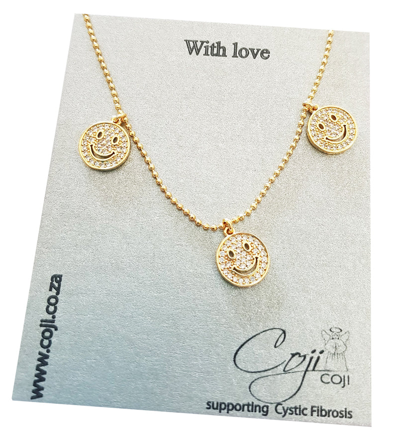 Triple gold smiley necklace